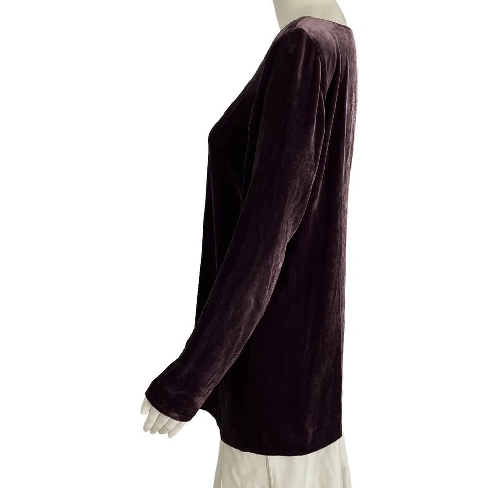 Eileen Fisher Scoop Neck Velvet Long Sleeve Tunic Top Women Size S-XS - Picture 3 of 16